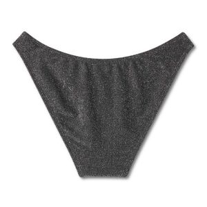 💕 WILD FABLE low rise high leg cheeky bikini bottom NEW silver black tinsel